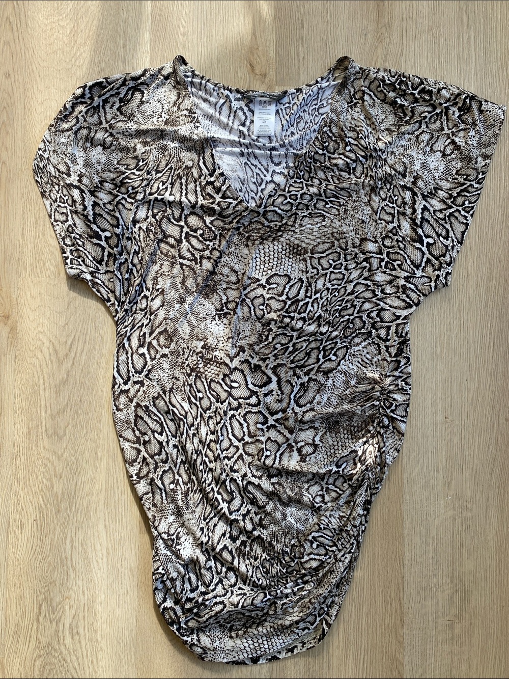 Carmen Marc Valvo Snake Print Ruched Swim Cover Up Tunic M/L